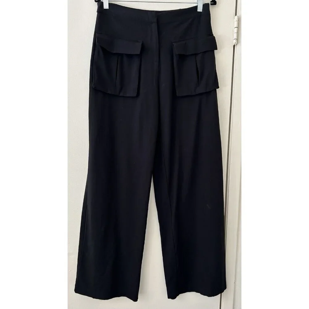 ALO YOGA Womens Black Wide Leg Cargo Trouser Pants Size XXS See Measurmnt Photo